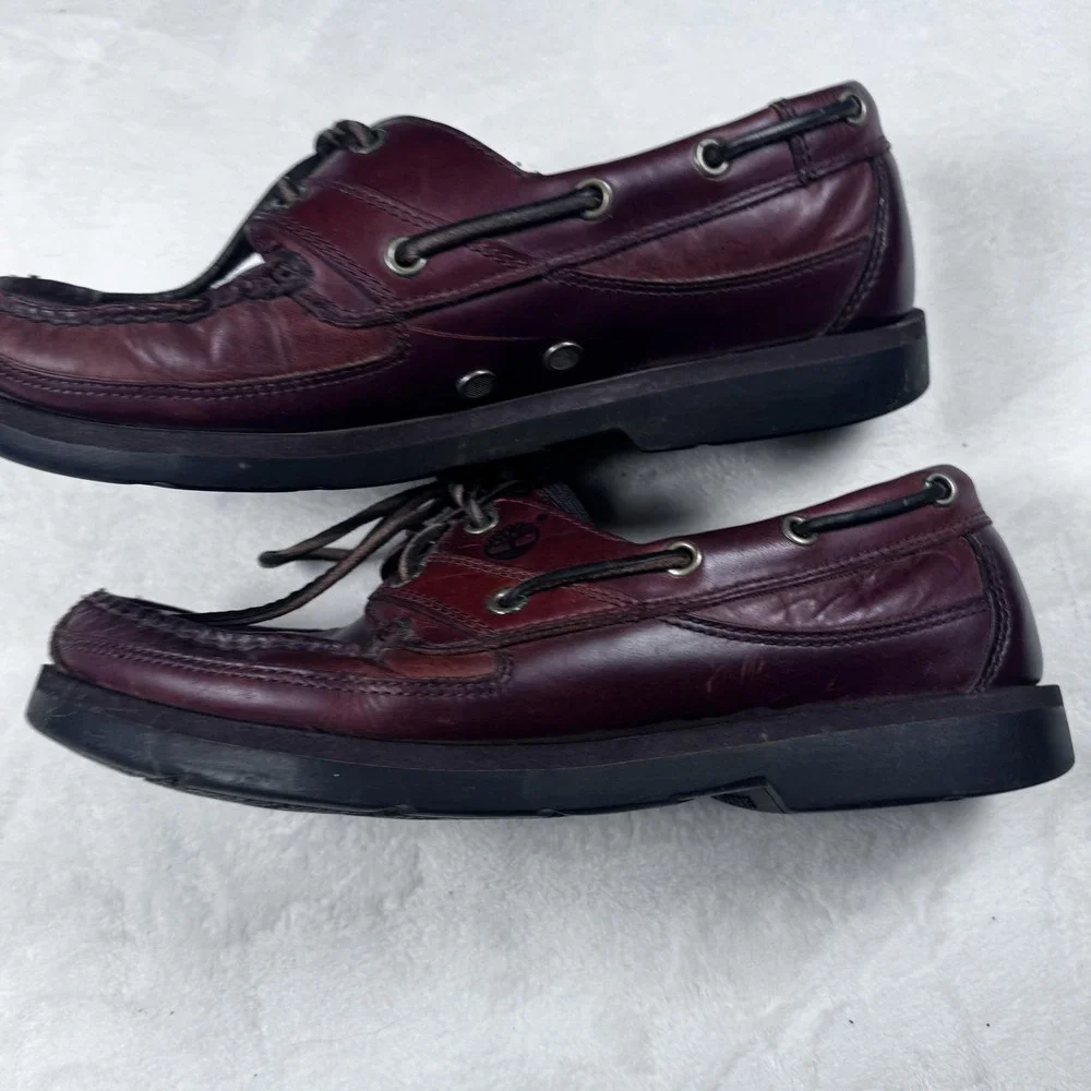 Timberland Boat Shoes Mens Size‎ 10 Burgundy Leather 2-Eye Deck Moc Gripstick